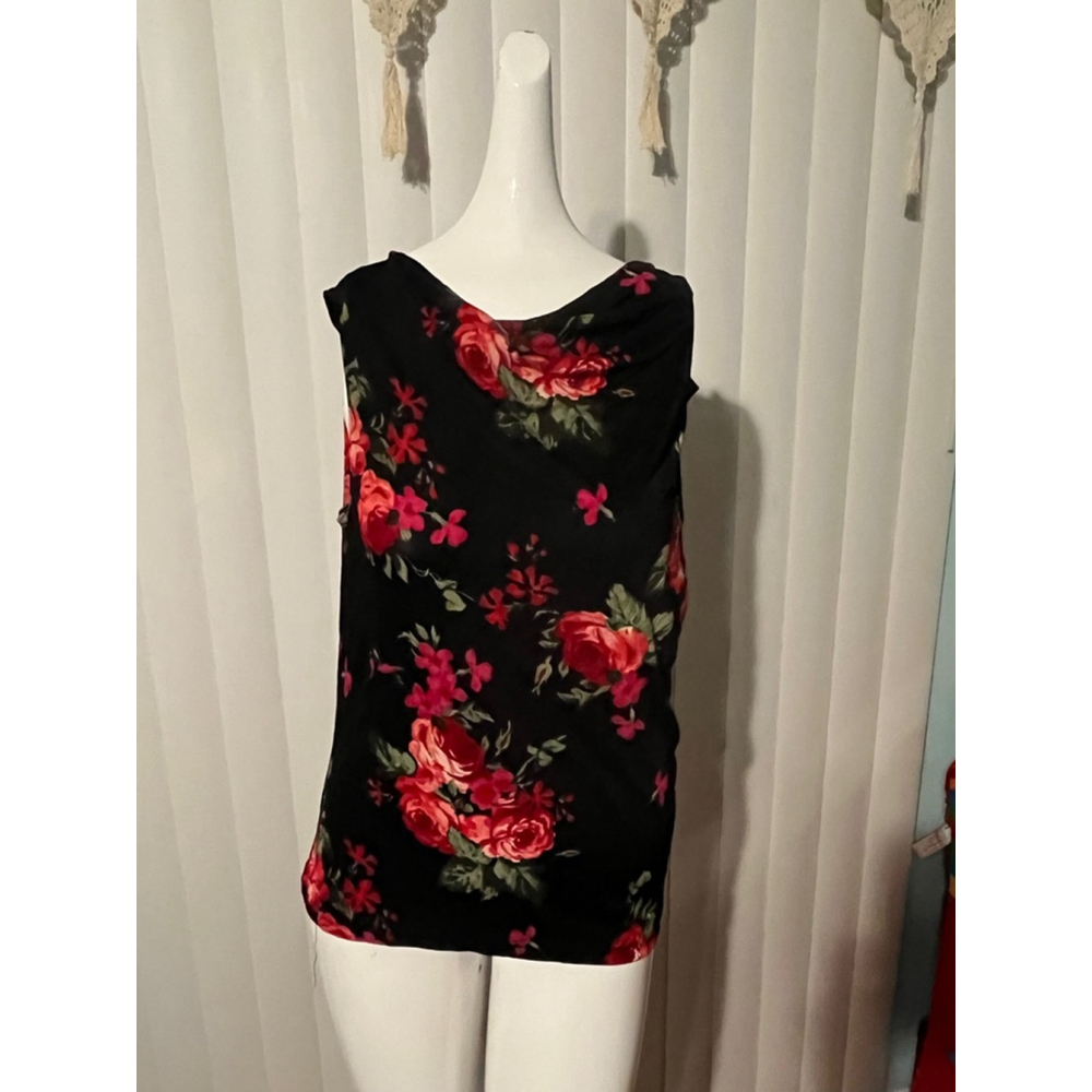 Women's Western Connection Floral Tank Top Size L Black Red